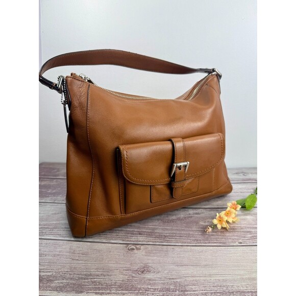 SOLD* COACH F29881 Charlie Brown Leather Hobo Shoulder Handbag Front Flap - Picture 9 of 16